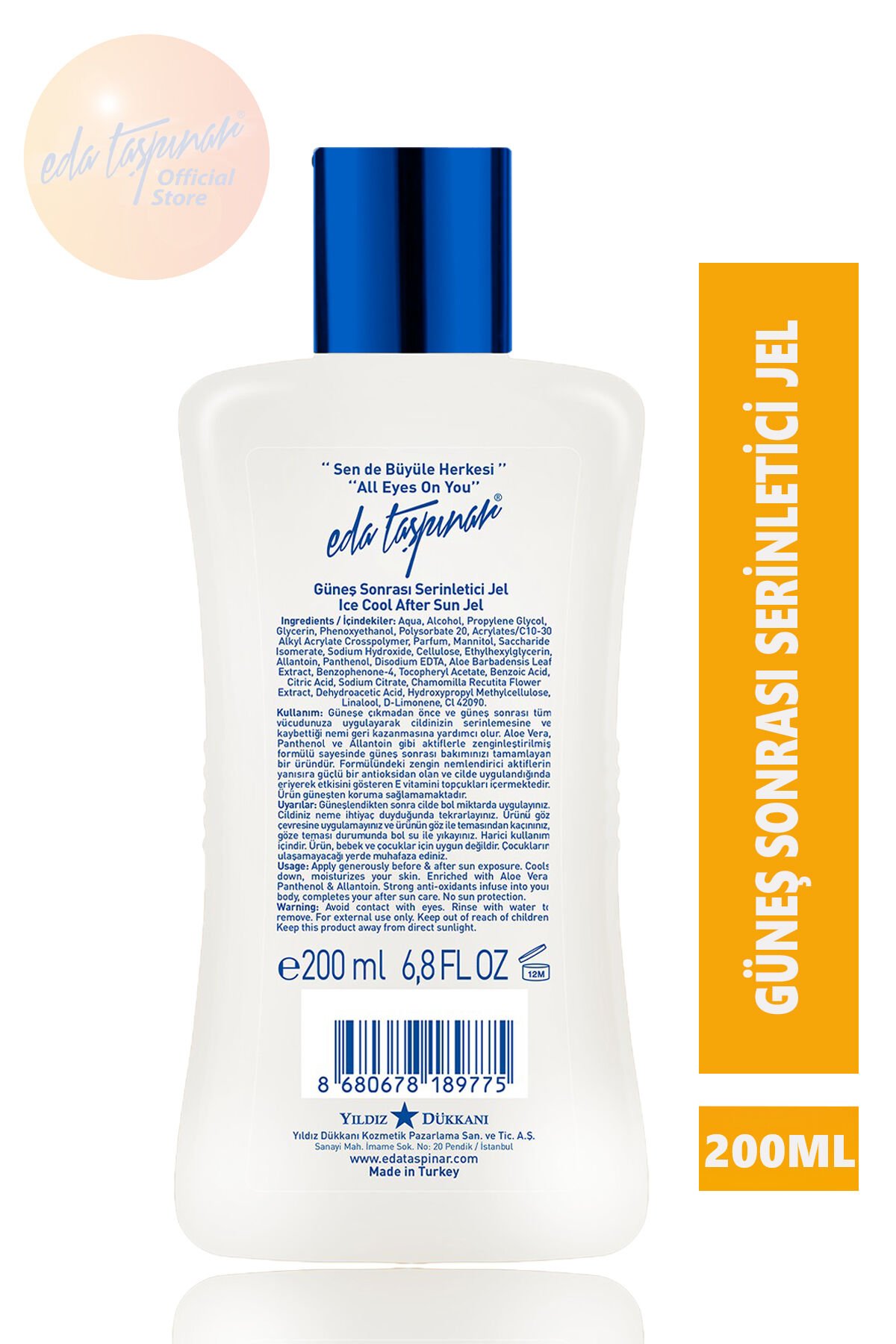 Eda Taşpınar Güneş Sonrası Serinletici Jel Aleo Vera - Panthenol 200ml.