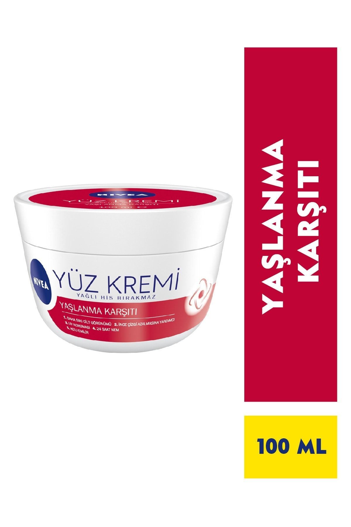 Nivea Yaşlanma Karşıtı Yüz Kremi 100 Ml, 24 Saat Nemlendirici Yüz Kremi, Uv Koruması