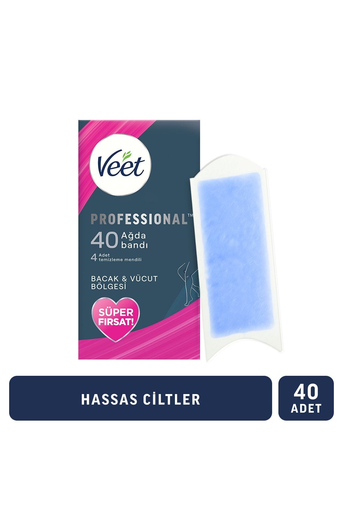 Veet Professional Ağda Bandı Hassas Ciltler Için Bacak&vücut Bölgesi Süper Fırsat 40’lı Paket