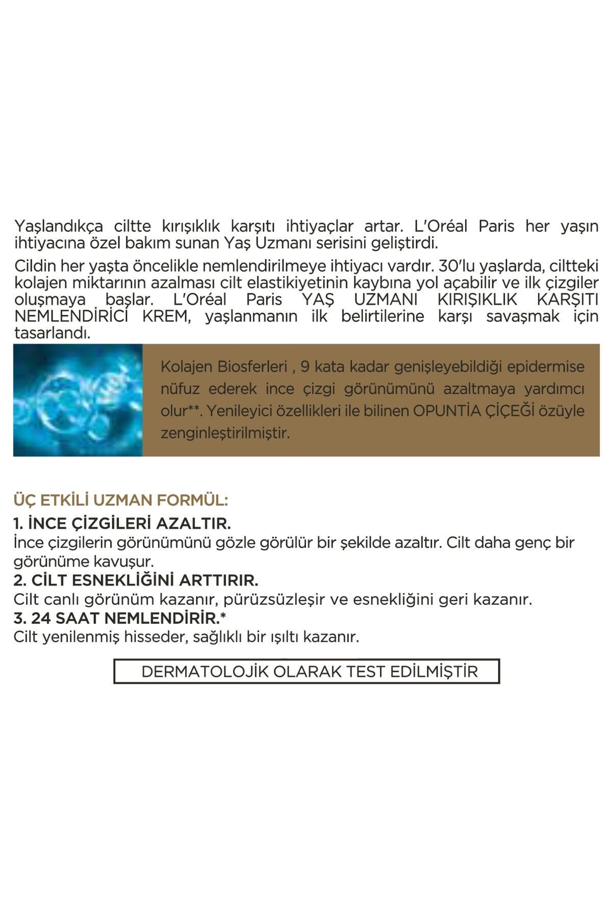 L'Oreal Paris Paris Yaş Uzmanı 30+ Kırışıklık Karşıtı Nemlendirici Krem 50 Ml