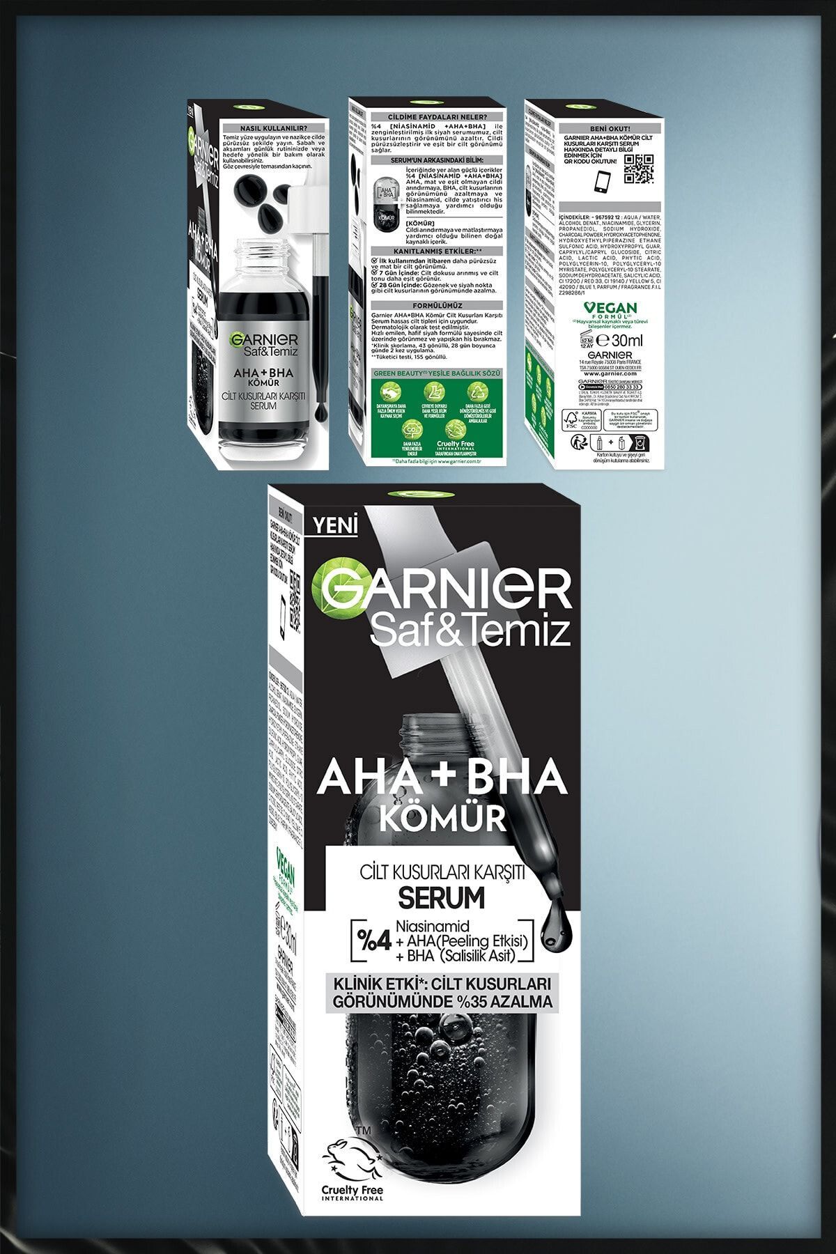 Garnier Aha Bha Cilt Kusurları Karşıtı Siyah Serum %4 [niasinamid Peeling Etkili Aha Bha] 30ml