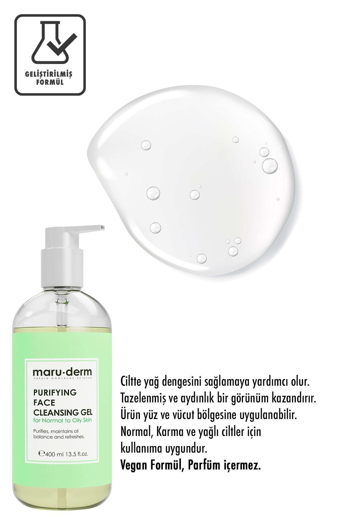 Maru.Derm Maruderm Karma Ve Yağlı Ciltlere Özel Salisilik Asit Yüz Temizleme Jeli 400 ml