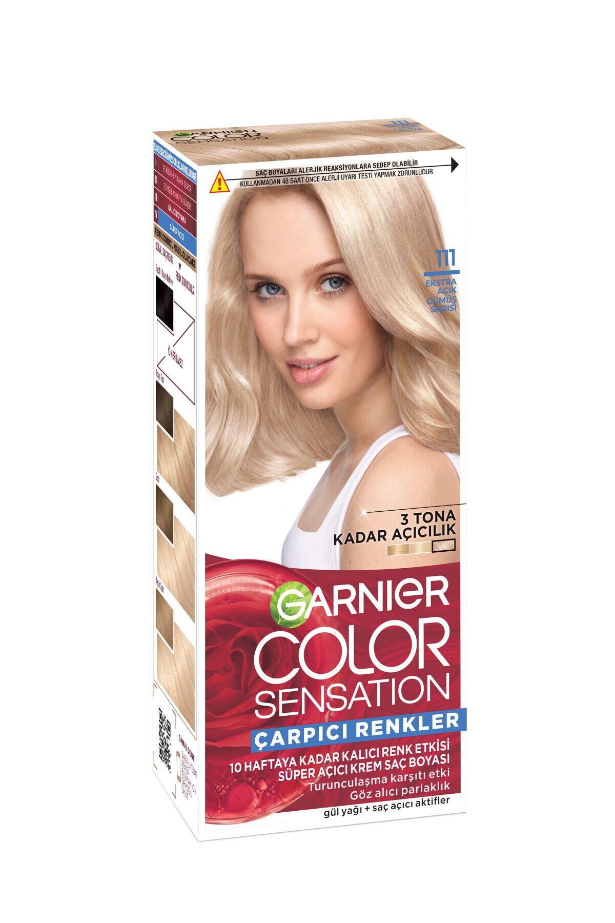 Çarpıcı Renkler, 111 Ekstra Açık Gümüş Sarısı, Kalıcı Krem Saç Boyası, Demikit