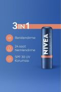 NIVEA Renkli Dudak Bakım Kremi,Nude,4,8gr,Nemlendirme,SPF30,Doğal Yağlar,E Vitamini,Dudak ve Yanak