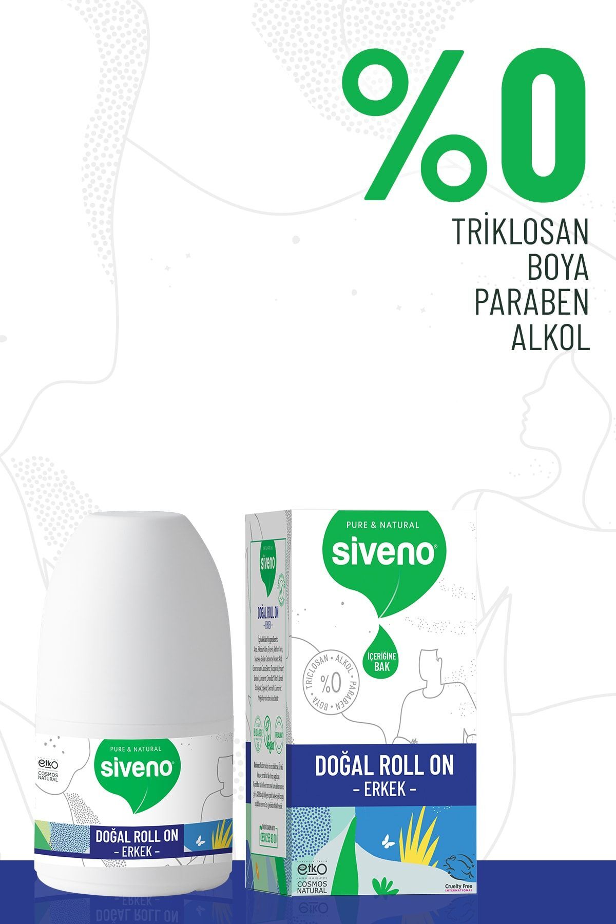 Siveno %100 Doğal Roll-on Erkek Deodorant Ter Kokusu Önleyici Bitkisel Leke Bırakmayan Vegan 50 ml