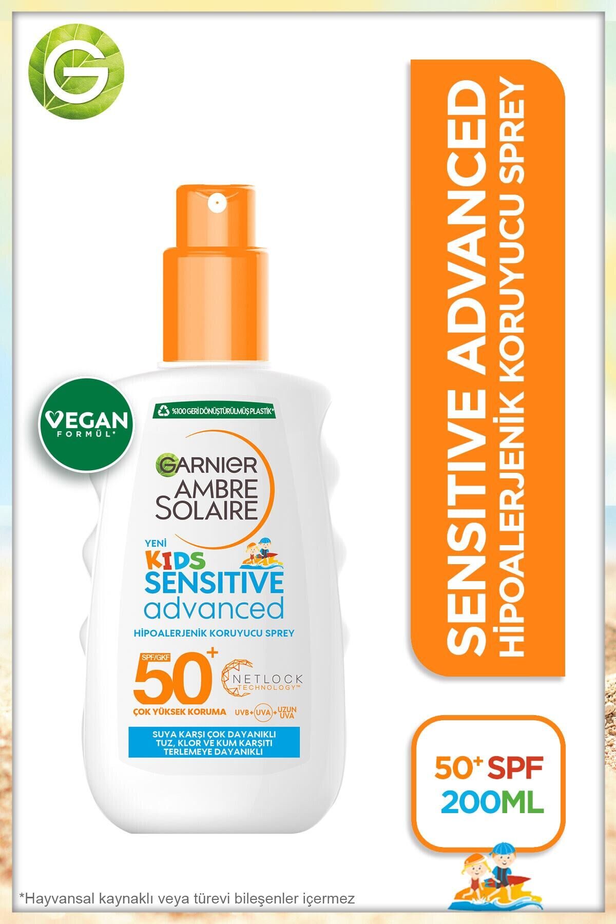 Garnier Ambre Solaire Sensitive Advanced Çocuk Hipoalerjenik Güneş Koruyucu Sprey SPF50+ 200 ml