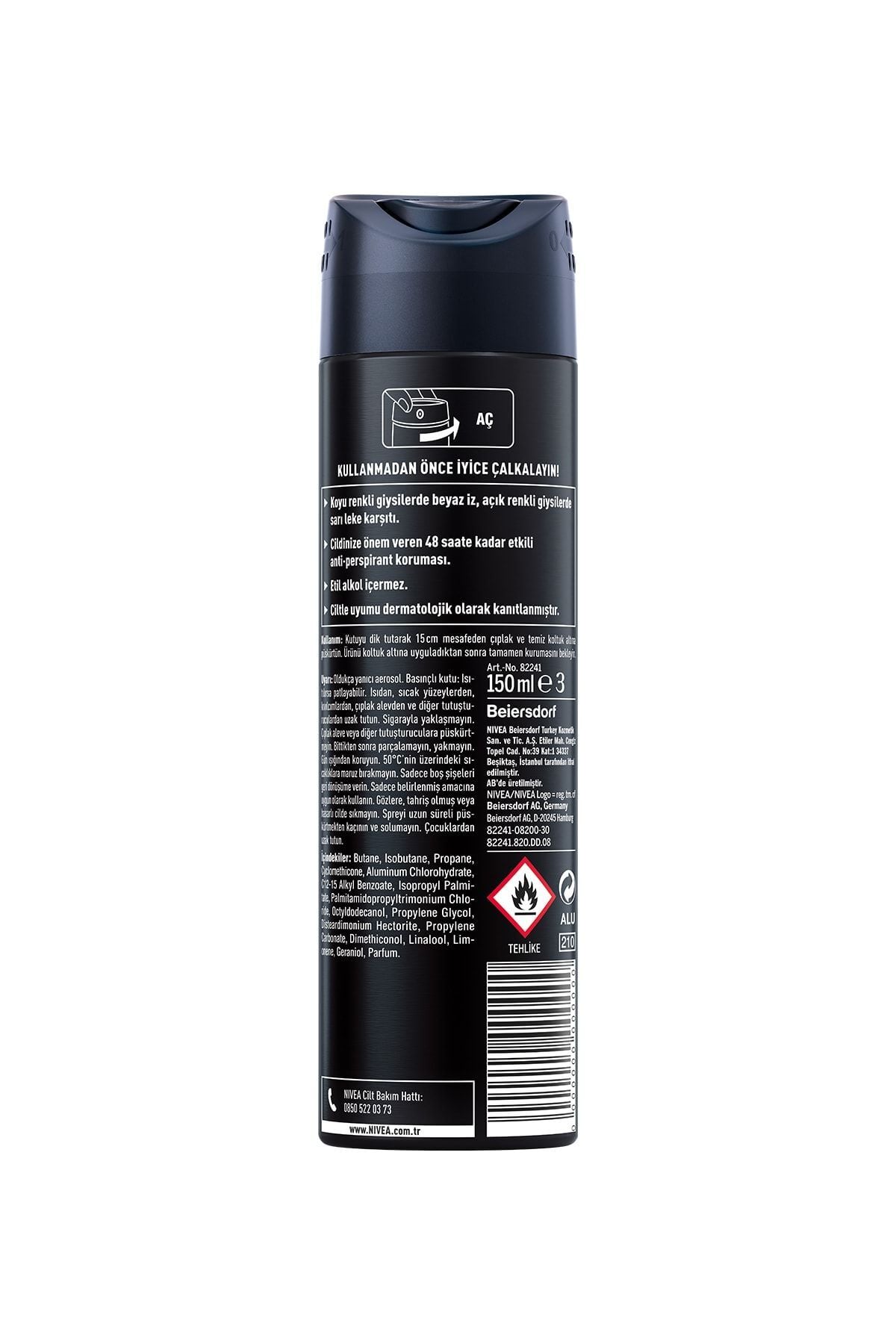 Nivea Men Erkek Sprey Deodorant Black&white Invisible Original 150ml,48 Saat Anti-perspirant Koruma