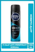NIVEA Men Erkek Sprey Deodorant Deep Beat 150ml,72 Saat Anti-perspirant Koruma