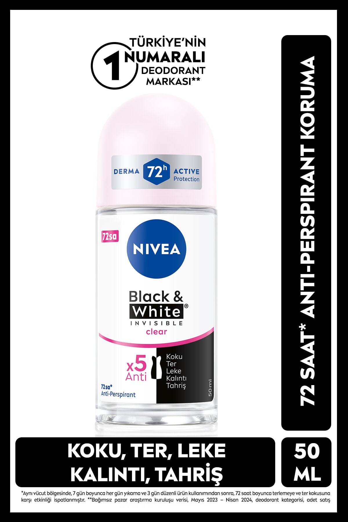 KADIN BLACK&WHİTE INVİSİBLE CLEAR ROLL-ON 50ML-