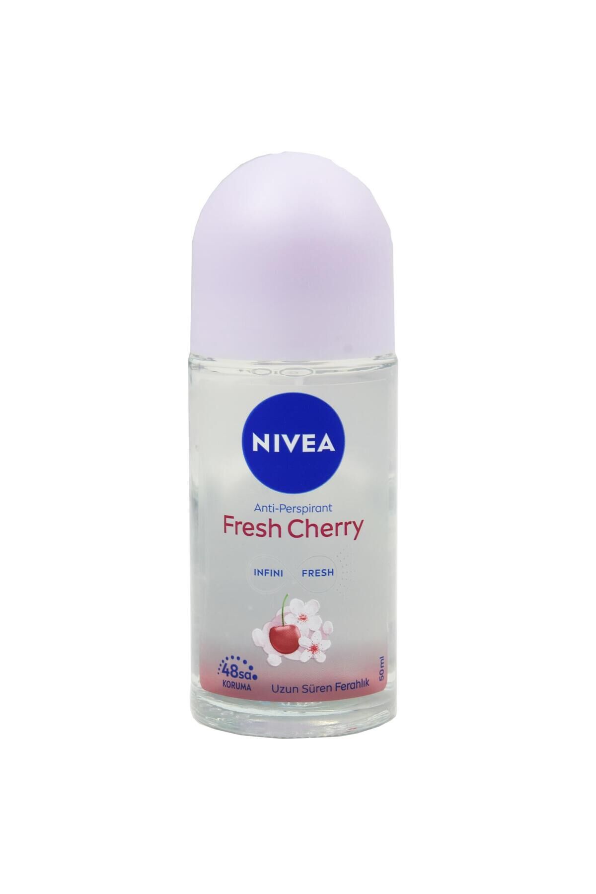 Kadın Roll-on Deodorant Fresh Cherry 50ml, Gün Boyu Ferahlık, Kiraz Kokusu, 48 Saat Ter Koruması