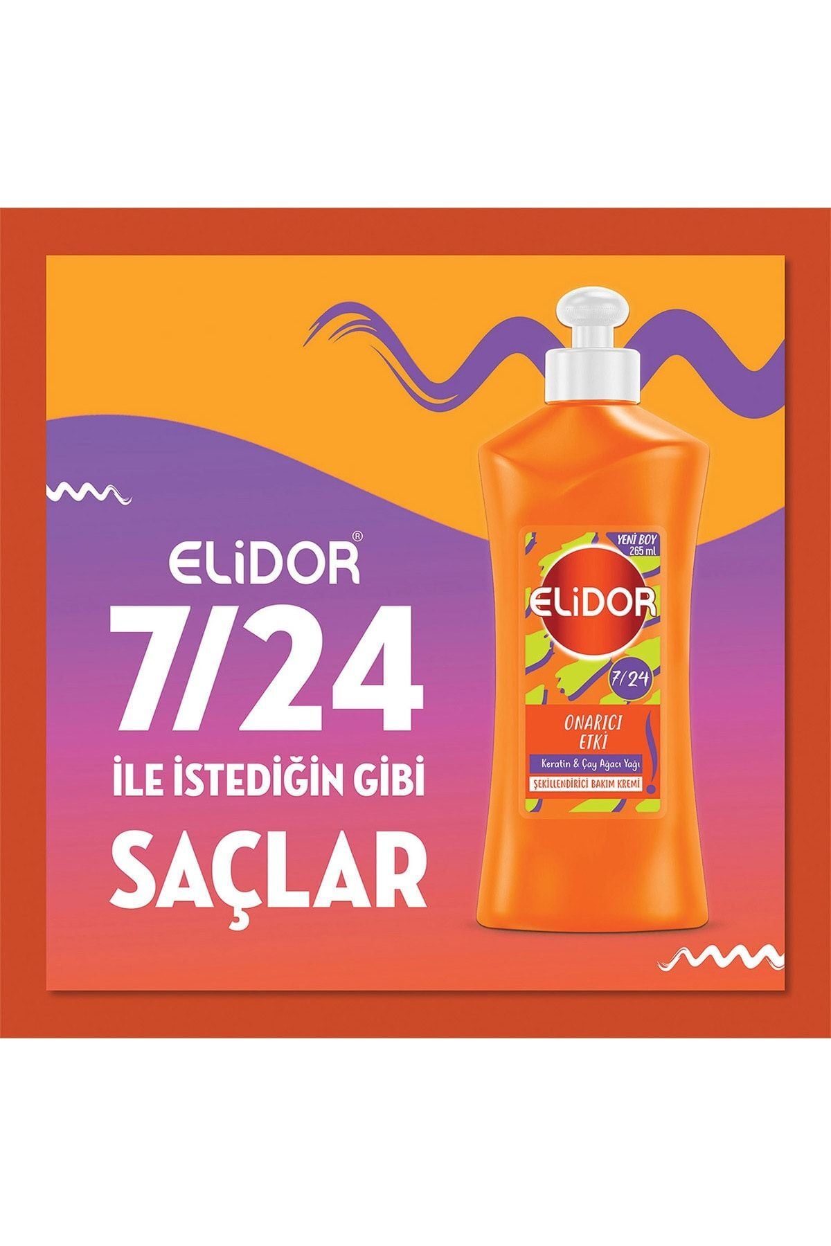 Elidor 7/24 Şekillendirici Saç Bakım Kremi Onarıcı Etki Keratin & Çay Ağacı Yağı 265 Ml