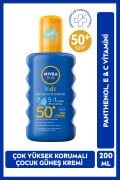 SUN SPF50 Çocuklar İçin Yüksek Güneş Koruyucu Vücut Spreyi 200ml,Suya Dayanıklı,E&C Vitamini