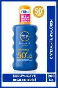 SUN SPF 50+ Yüksek Güneş Koruyucu ve Nemlendirici Vücut Spreyi 200ml,Suya Dayanıklı,C Vitamini