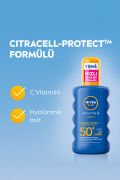 SUN SPF 50+ Yüksek Güneş Koruyucu ve Nemlendirici Vücut Spreyi 200ml,Suya Dayanıklı,C Vitamini