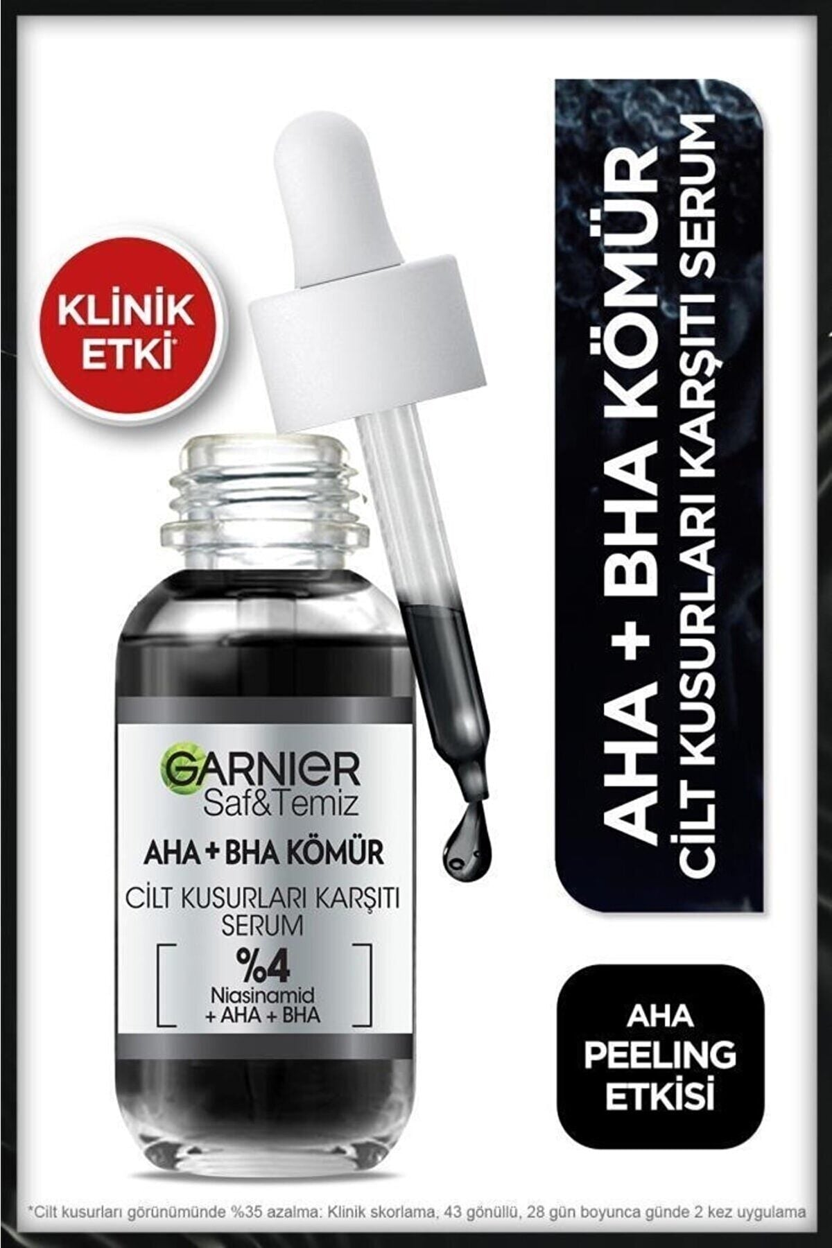 Kömür Cilt Kusurları Karşıtı Siyah Serum %4 [niasinamid Peeling Etkili Aha Bha] 30ml.